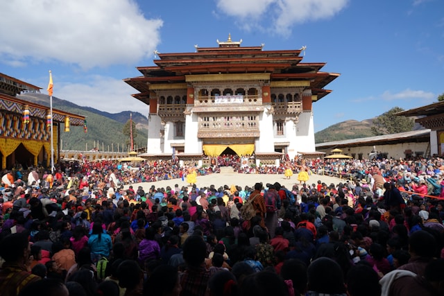 Black-necked Crane Festival in Phobjikha, Wangduephodrang, Bhutan.